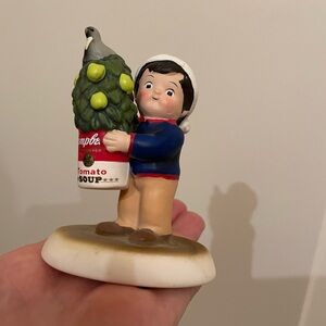 “A partridge in pear tree” holiday figure -Campbell's boy figurine with tree